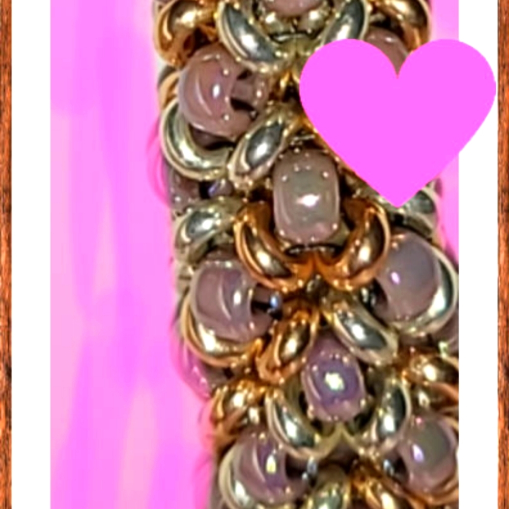 Vintage NOT STRETCH bracelet. Beading. Silver/gold/Blush make OFFER
